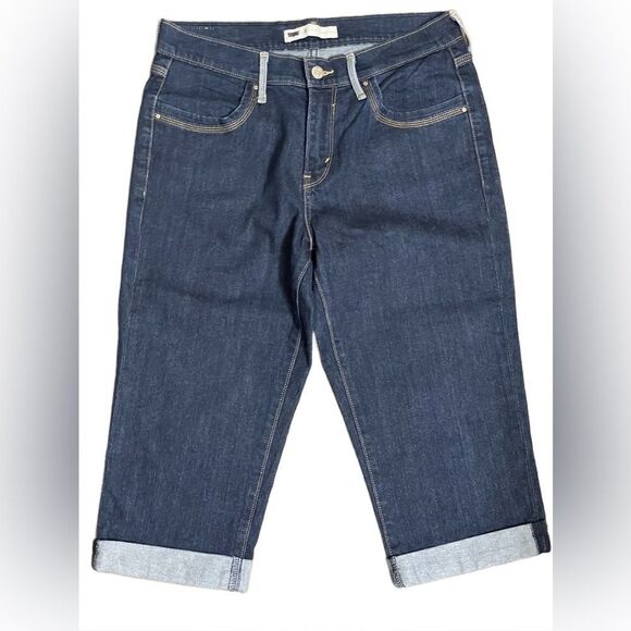 Levi’s Strauss Dark Wash Rolled Up Denim Capris w/4 Pockets *Like New* (8) - Picture 1 of 11